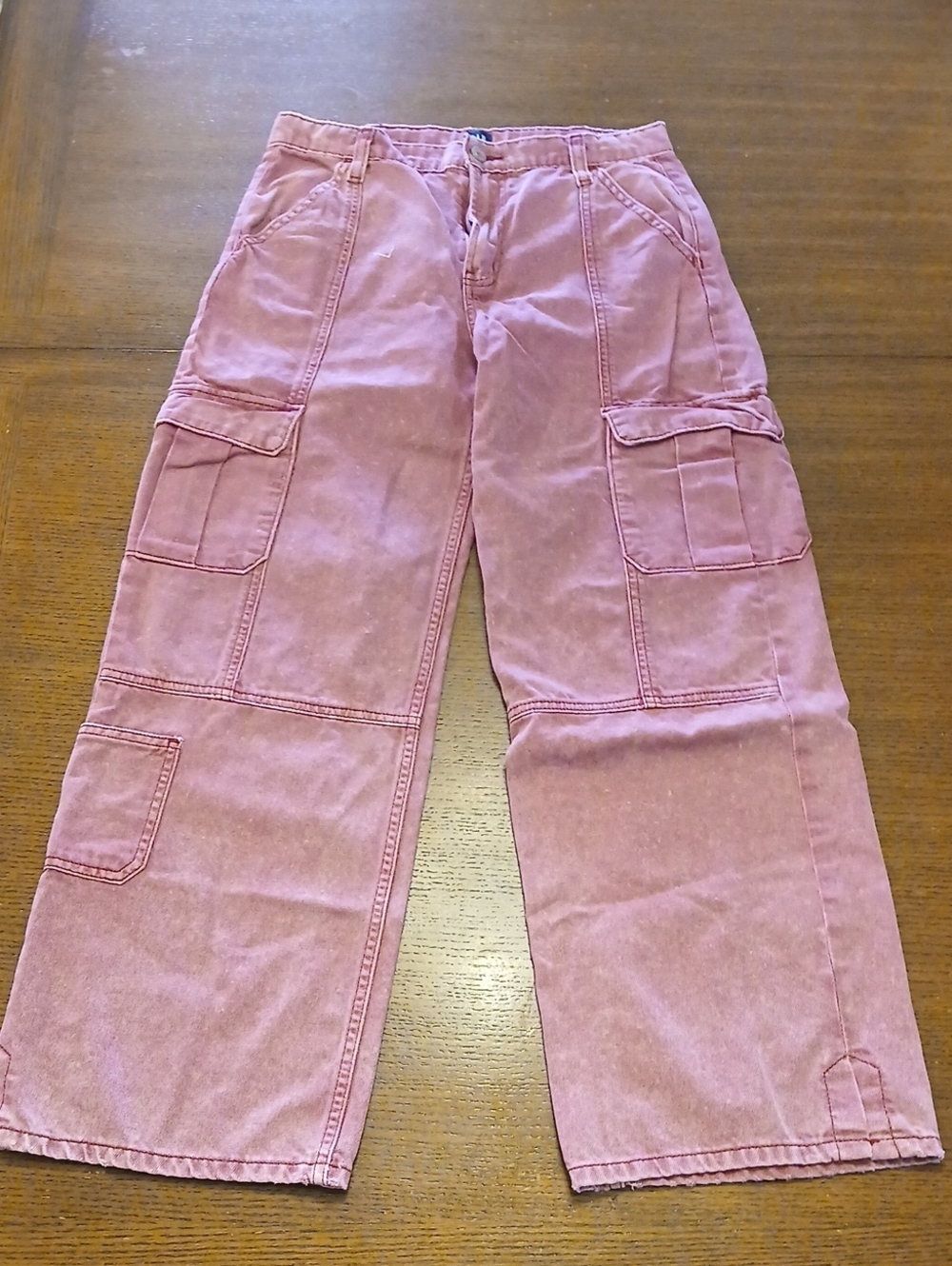 GAP Kids Relaxed Wide Leg Cargo Jeans in Dusty Rose
